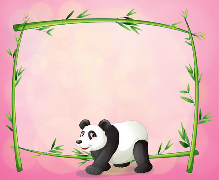 A panda and the empty bamboo frame