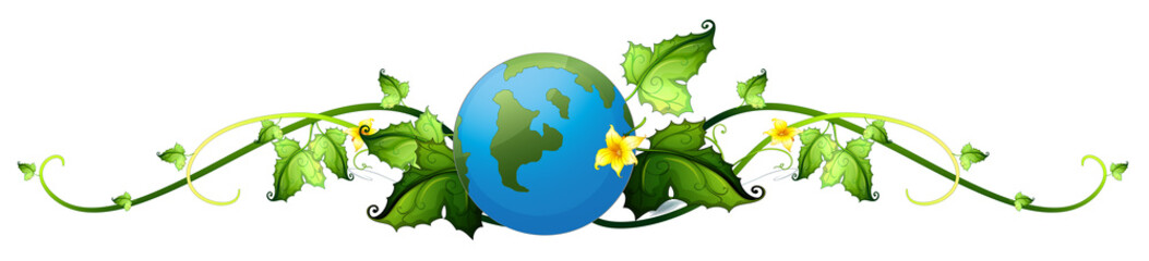 A vine plant border with the earth