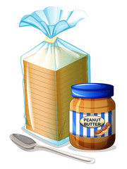 A bread with a peanut butter and a spoon