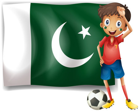 The Pakistan flag and the football player