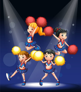 Cheerdancers performing at the stage