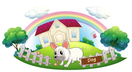 Selbstklebende Fototapeten Ein Hund bewacht ein Haus © GraphicsRF