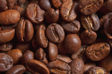 Closeup roasted coffee beans