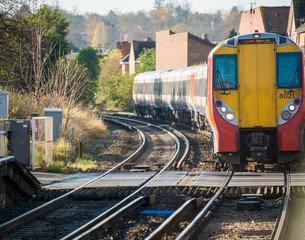 Obraz premium Rail tracks in bright summer day