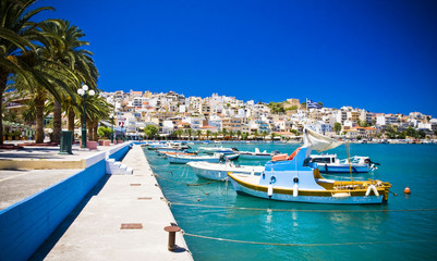 promenade in Mediterranean town Sitia Greece Crete