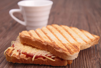 sandwich with cheese and bacon