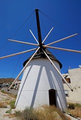 Traditional Spanish windmill, Carboneras, Andalusia, Spain.