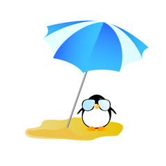penguin sweet and cute with sunglass vector illustration