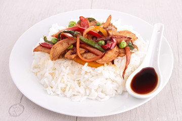 rice and grilled vegetables