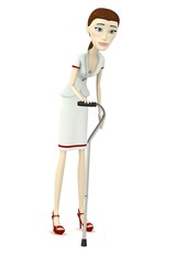 3d render of cartoon character with cane