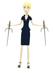 3d render of cartoon character with daggers