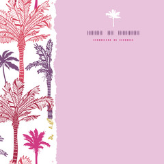 Vector palm trees seamless square torn pattern background with