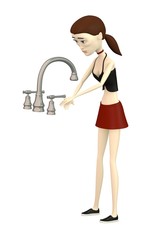 3d render of cartoon character with faucet