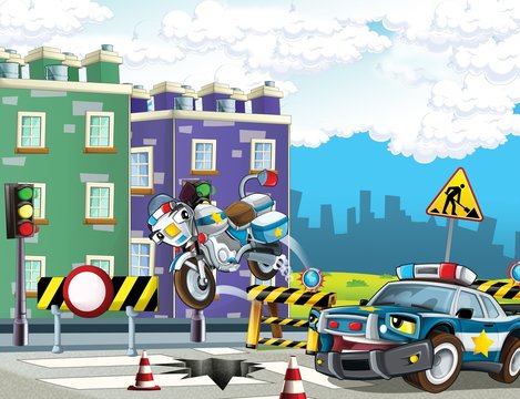 The police car officers - illustration for the children © honeyflavour