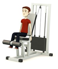 3d render of cartoon character with gym machine