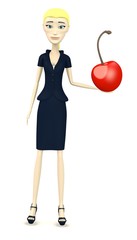 3d render of cartoon character with cherry