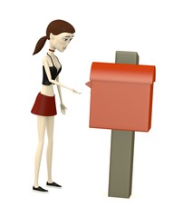 3d render of cartoon character with mailbox