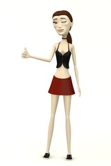 female character in casual clothes with thumb up