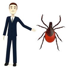 3d render of cartoon character with tick