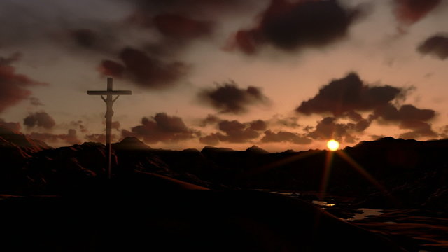 Jesus on Cross, timelapse sunset