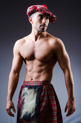 Scottish traditions concept with person wearing kilt