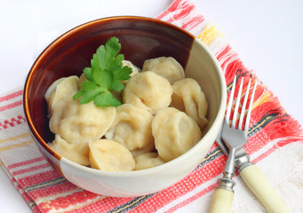 Meat dumplings in a bowl