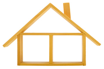 Isolated wooden house with one floor and a roof