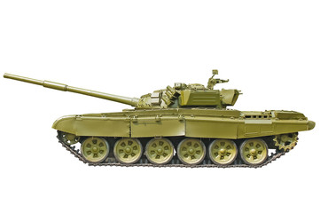 Army tank on white background