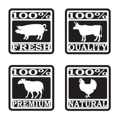 set of butcher shop labels