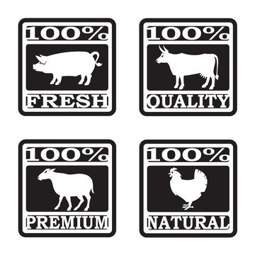 set of butcher shop labels