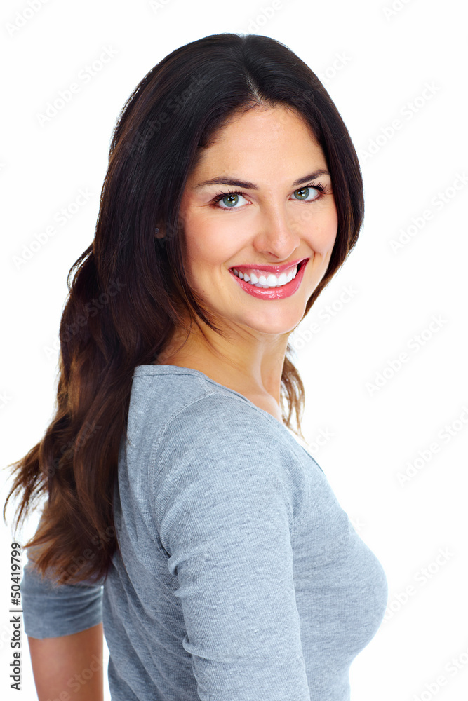 Wall mural happy young woman.