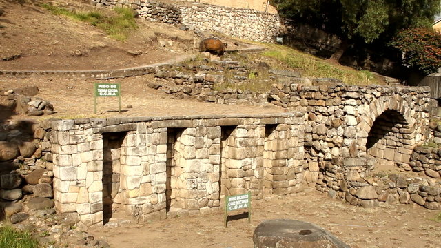 Traditional Inca wall and oven in Cuenca, Ecuador