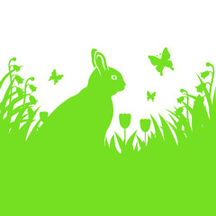 Spring background with Easter bunny