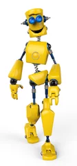 Poster Im Rahmen gelber Roboter läuft © DM7