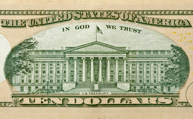 Backlit ten dollar bill