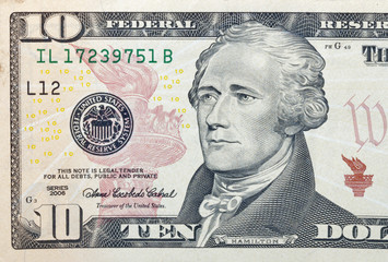 Ten dollar bill fragment