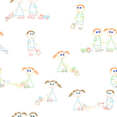 Seamless With Girls And Boys