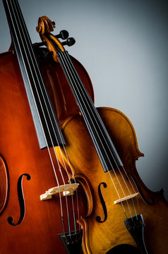 Violin in dark room  - music concept