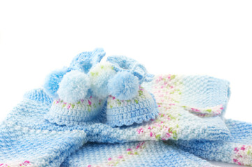 Fototapeta na wymiar Baby's knitted clothes