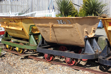 A selection of old and rusty railroad wagons