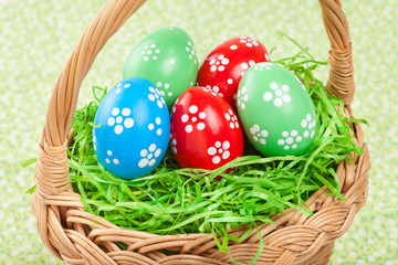easter eggs in basket