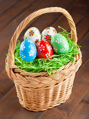 easter eggs in basket