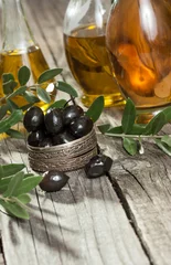 Foto op Plexiglas olive oil with olive branch © circleps