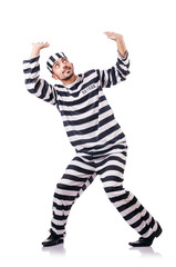 Convict criminal in striped uniform