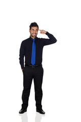 Pensive Young Businessman With Blue Tie