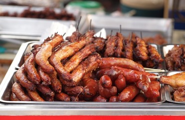 Barbecued Sausages and Chicken