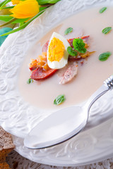 Polish Easter soup with egg and sausage