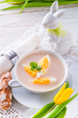 Polish Easter soup with egg and sausage
