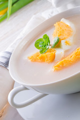 Polish Easter soup with egg and sausage