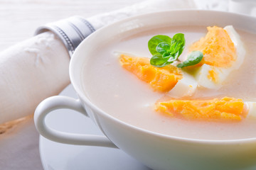 Polish Easter soup with egg and sausage